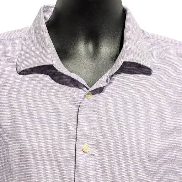 Charles Tyrwhitt Slim Fit Dress Shirt 18 Lilac Textured 100% Cotton L/S - Picture 6 of 10